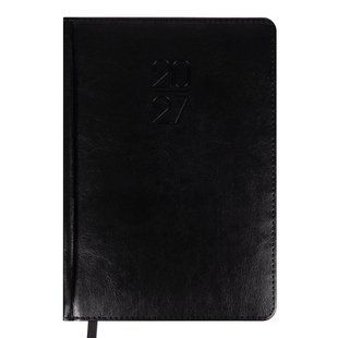 Щоденник діловий Leo Planner Vector A5 датований 2027 твердий чорний 368 сторінок