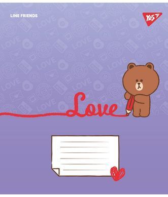 Тетрадь школьная Yes Line Friends. Love letter 12 листов клетка