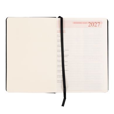 Щоденник діловий Leo Planner Vector A5 датований 2027 твердий чорний 368 сторінок