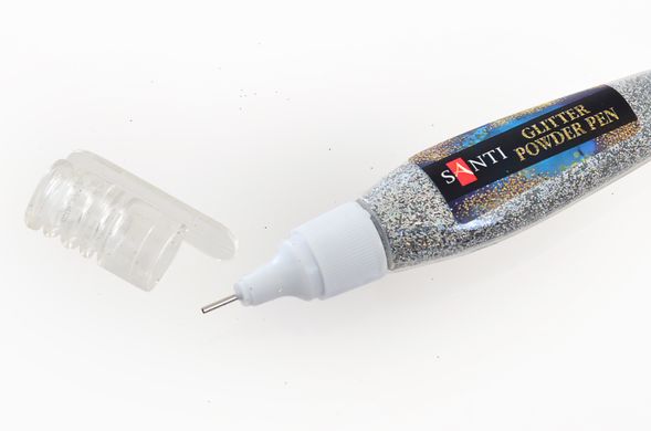 Ручка Santi з розсипним гліттером, срібний, 10г