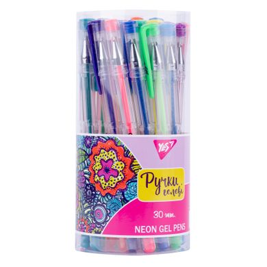 Ручка гелева YES "Neon" 30 кольорів/тубус