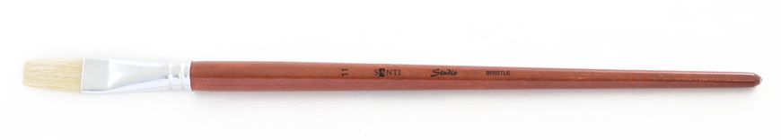 Кисть худож. щетина "Santi Studio", длинная ручка, плоская, №11.