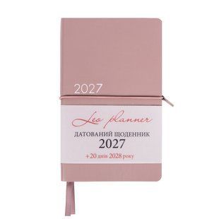 Щоденник діловий Leo Planner Glory 12х20 cм датований 2027 м'який рожевий 352 сторінки