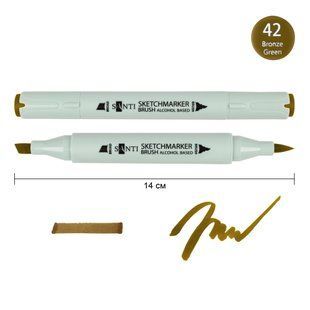 Маркер спиртовой SANTI Brush SA-42 бронзово-зеленый