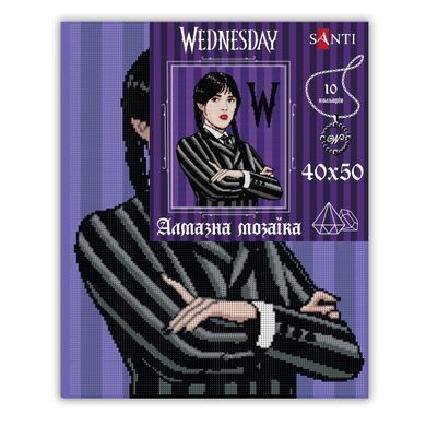 Алмазна мозаїка ТМ SANTI Венздей Адамс 40х50 см на підрамнику
