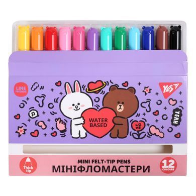 Фломастери Yes 12 кольорів Line Friends Mini