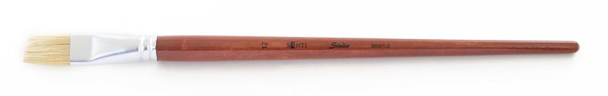 Кисть худож. щетина "Santi Studio", длинная ручка, плоская, №12.