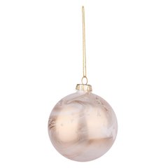 Новогодний шар Novogod'ko, стекло, 8 см, белый, матовый, мрамор