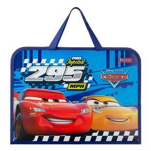 Папка-портфель 1Вересня на блискавціз тканинними ручками "Cars"