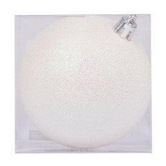 Новогодний шар Novogod'ko, пластик, 8 cм, белый, глиттер