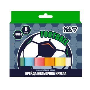 Крейда кольорова Yes Football 6 штук JUMBO