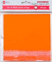 Набор оранжевых заготовок для открыток, 15см*15см, 230г/м2, 5шт.