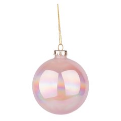 Новорічна куля Novogod'ko, скло, 10 см, світло-рожева, глянець, мармур