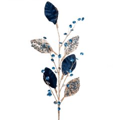 Ветка декоративная Yes!Fun Листья с кристаллами, голубая, 78 см