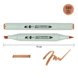 Маркер спиртовой SANTI Brush SA-101 охра желтая