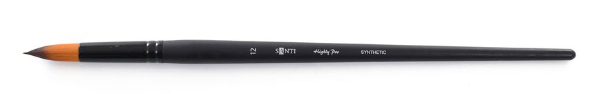 Кисть худож. синтетика "Santi Highly Pro", длинная ручка, круглая, №12.