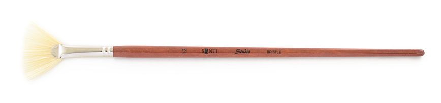 Кисть худож. щетина "Santi Studio", длинная ручка, веерная, №12.
