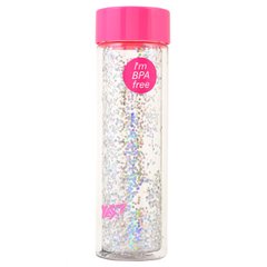 Бутылка для воды YES с блестками "Sparkle", 570мл, крышка розового цвета