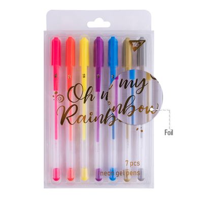 Ручки гелевые YES "Oh My Rainbow!", неон, набор 7шт.