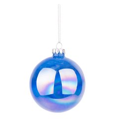 Новогодний шар Novogod'ko, стекло, 10 см, синий, глянец, мрамор
