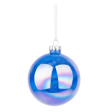 Новогодний шар Novogod'ko, стекло, 10 см, синий, глянец, мрамор