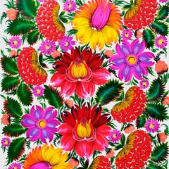 Алмазная мозаика SANTI Цветочный орнамент красный 30*30см на подрамнике
