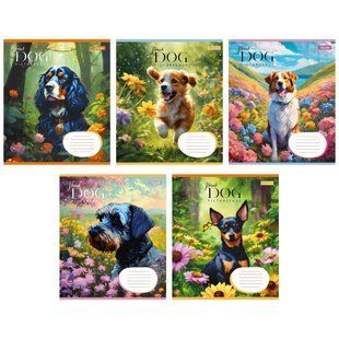Зошит шкільний 1B Floral dog 18 аркушів клітинка