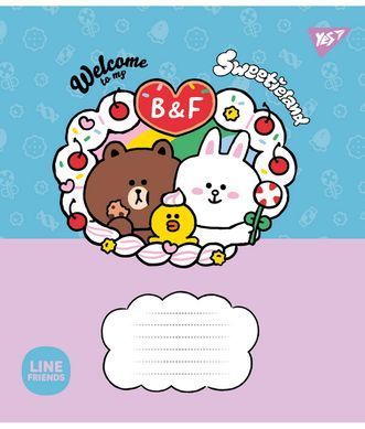 Зошит шкільний Yes Line Friends. Sweetieland 12 аркушів клітина