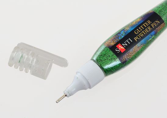 Ручка Santi с рассыпным глиттером, зеленая, 10г.