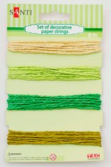 Набір шнурів паперових декоративних, 4 кольори, 8 м/уп, зелено-бежевий
