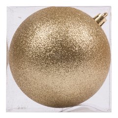 Новогодний шар Novogod'ko, пластик, 10 cм, золотой, глиттер
