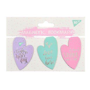 Закладки магнитные YES "Hearts", фольга, 3шт