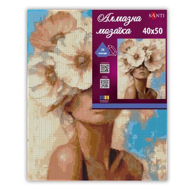 Алмазная мозаика SANTI Девушка и нежный цветок 40х50 см на подрамнике