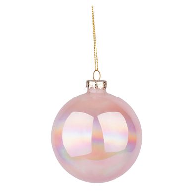 Новогодний шар Novogod'ko, стекло, 12 см, светло-розовый, глянец, мрамор