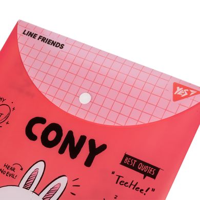 Папка-конверт YES А4 на кнопке Line Friends. Cony вертикальная