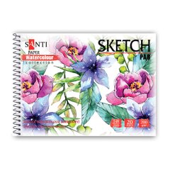 Альбом для акварели SANTI "Flowers", А5, "Paper Watercolour Collection", 20 л, 200 г/м2