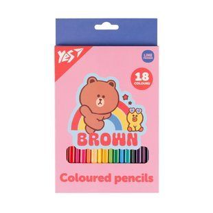 Олівці кольорові Yes 18 кольорів Line Friends Choco and Sally