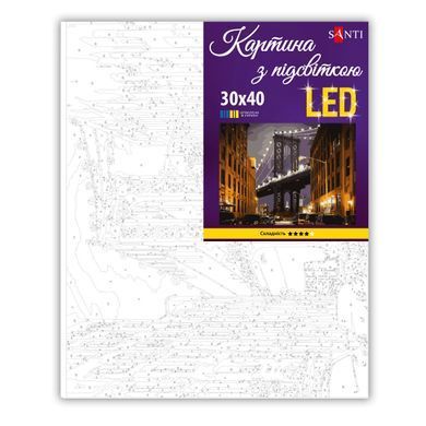 Картина за номерами SANTI Брукленський міст 30х40 см LED підсвітка
