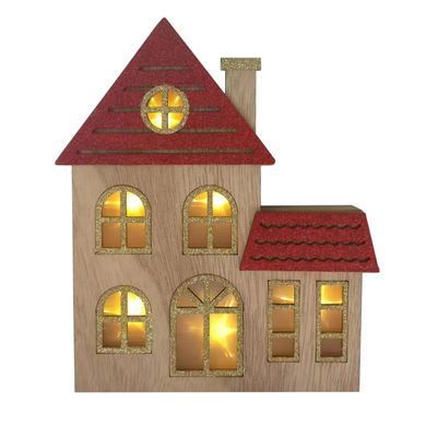 Фигурка декоративная Yes! Fun Праздничный домик 15 x 18 см дерево LED