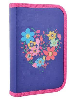 Пенал твердий одинарний Flowers blue, 20.5*13*3.2