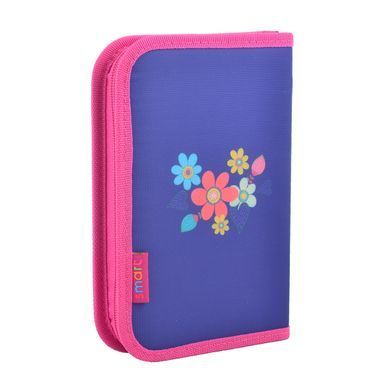 Пенал твердый одинарный Flowers blue, 20.5*13*3.2