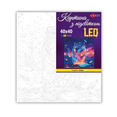 Картина по номерам SANTI Магические перья 40х40 см LED подсветка