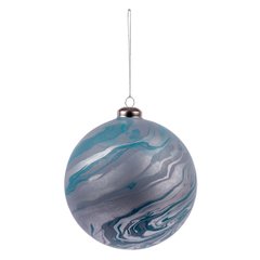 Новогодний шар Novogod'ko, стекло, 12 см, голубой, матовый, мрамор