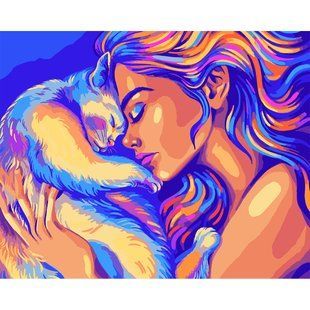 Картина за номерами SANTI Дівчина з котиком 40*50 см &copy;pollypop92
