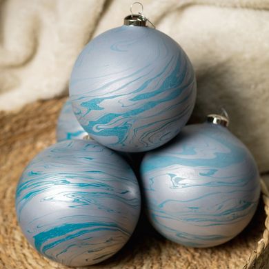 Новогодний шар Novogod'ko, стекло, 12 см, голубой, матовый, мрамор