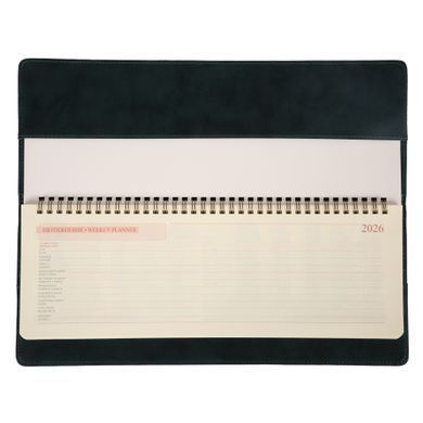 Планинг настольный 34х13 см Leo Planner датированный 2026 "Case", темный изумруд, 128 стра