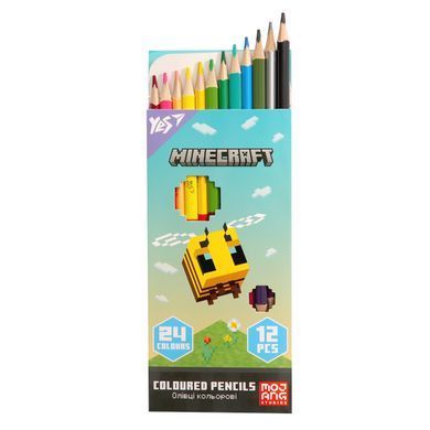 Олівці кольорові Yes 12/24 кольори Minecraft Spring
