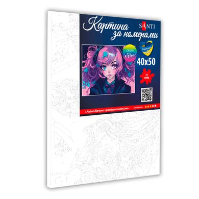 Картина по номерам SANTI Аниме девочка с розовыми волосами 40*50 неоновые краски