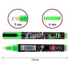 Меловый маркер SANTI, неоновый зеленый, 5 мм, 6 шт в коробке