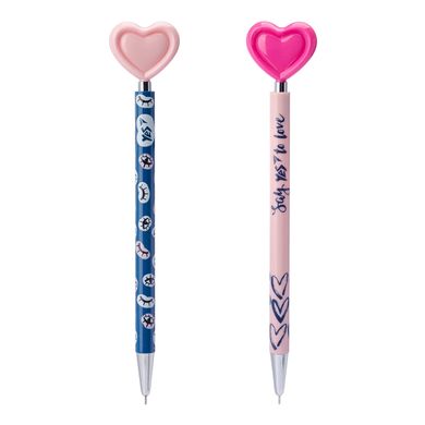 Ручка YES шарико-масляная "Big Heart" автоматическая 0,7мм , синяя, 2 диз